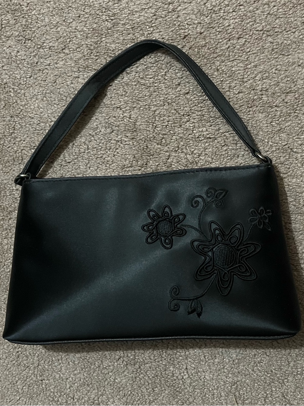 Black Floral Applique Bag